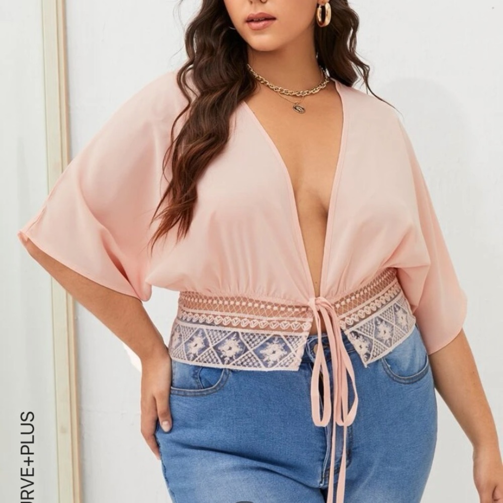 lace tie blouse